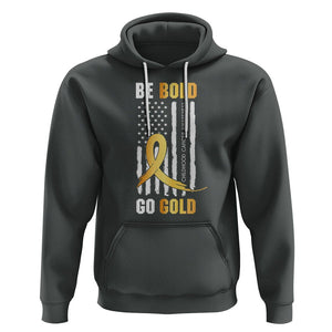 Childhood Cancer Awareness Hoodie Childhood Be Bold Go Gold US Flag TS02 Dark Heather Printyourwear