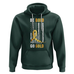 Childhood Cancer Awareness Hoodie Childhood Be Bold Go Gold US Flag TS02 Dark Forest Green Printyourwear