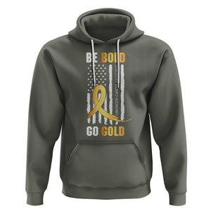 Childhood Cancer Awareness Hoodie Childhood Be Bold Go Gold US Flag TS02 Military Green Printyourwear