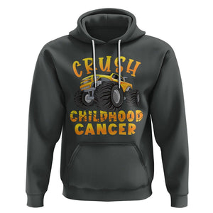 Childhood Cancer Awareness Hoodie Crush Childhood Cancer Monster Truck Gold Ribbon TS02 Dark Heather Printyourwear