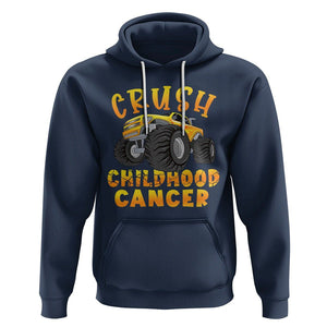 Childhood Cancer Awareness Hoodie Crush Childhood Cancer Monster Truck Gold Ribbon TS02 Navy Printyourwear