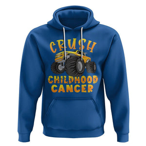 Childhood Cancer Awareness Hoodie Crush Childhood Cancer Monster Truck Gold Ribbon TS02 Royal Blue Printyourwear