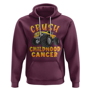 Childhood Cancer Awareness Hoodie Crush Childhood Cancer Monster Truck Gold Ribbon TS02 Maroon Printyourwear