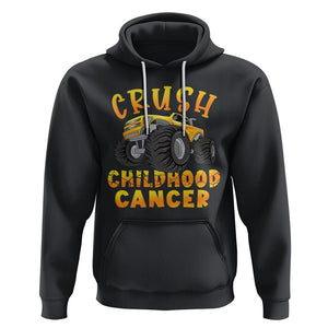 Childhood Cancer Awareness Hoodie Crush Childhood Cancer Monster Truck Gold Ribbon TS02 Black Printyourwear