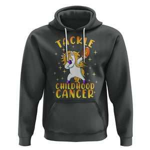 Childhood Cancer Awareness Hoodie Dabbing Unicorn Rugby Football Tackle TS02 Dark Heather Printyourwear