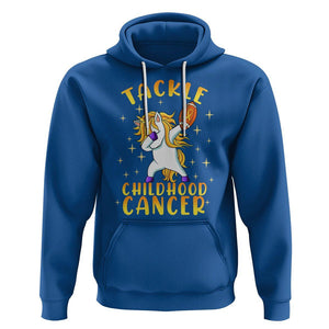 Childhood Cancer Awareness Hoodie Dabbing Unicorn Rugby Football Tackle TS02 Royal Blue Printyourwear