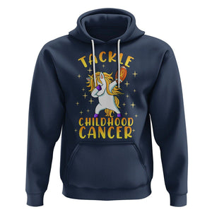 Childhood Cancer Awareness Hoodie Dabbing Unicorn Rugby Football Tackle TS02 Navy Printyourwear