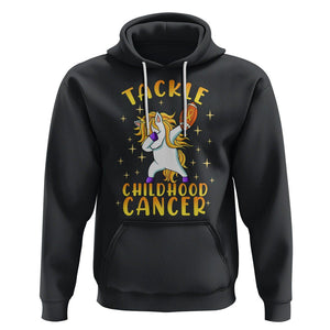 Childhood Cancer Awareness Hoodie Dabbing Unicorn Rugby Football Tackle TS02 Black Printyourwear