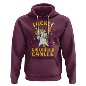 Childhood Cancer Awareness Hoodie Dabbing Unicorn Rugby Football Tackle TS02 Maroon Printyourwear