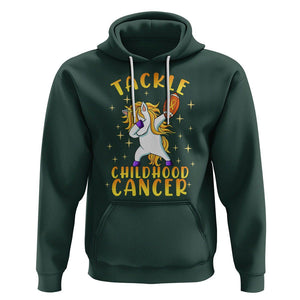 Childhood Cancer Awareness Hoodie Dabbing Unicorn Rugby Football Tackle TS02 Dark Forest Green Printyourwear