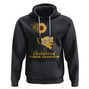 Childhood Cancer Awareness Hoodie Elephant Sunflower Gold Ribbon TS02 Black Printyourwear