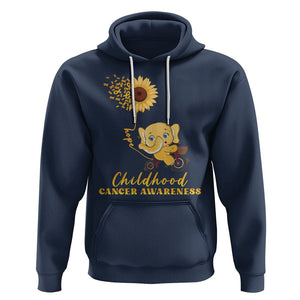 Childhood Cancer Awareness Hoodie Elephant Sunflower Gold Ribbon TS02 Navy Printyourwear