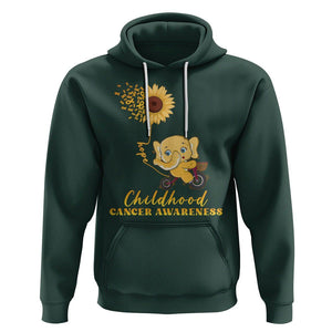 Childhood Cancer Awareness Hoodie Elephant Sunflower Gold Ribbon TS02 Dark Forest Green Printyourwear