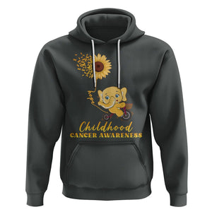 Childhood Cancer Awareness Hoodie Elephant Sunflower Gold Ribbon TS02 Dark Heather Printyourwear