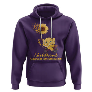 Childhood Cancer Awareness Hoodie Elephant Sunflower Gold Ribbon TS02 Purple Printyourwear