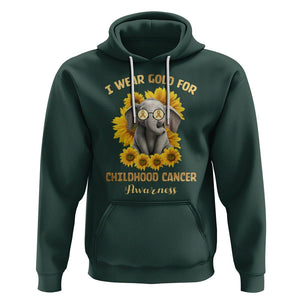 Childhood Cancer Awareness Hoodie Flowers Elephant I Wear Gold For TS02 Dark Forest Green Printyourwear