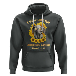 Childhood Cancer Awareness Hoodie Flowers Elephant I Wear Gold For TS02 Dark Heather Printyourwear