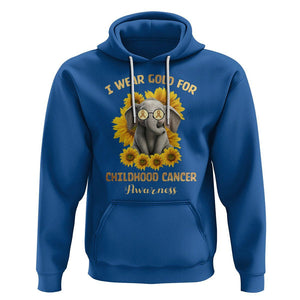 Childhood Cancer Awareness Hoodie Flowers Elephant I Wear Gold For TS02 Royal Blue Printyourwear