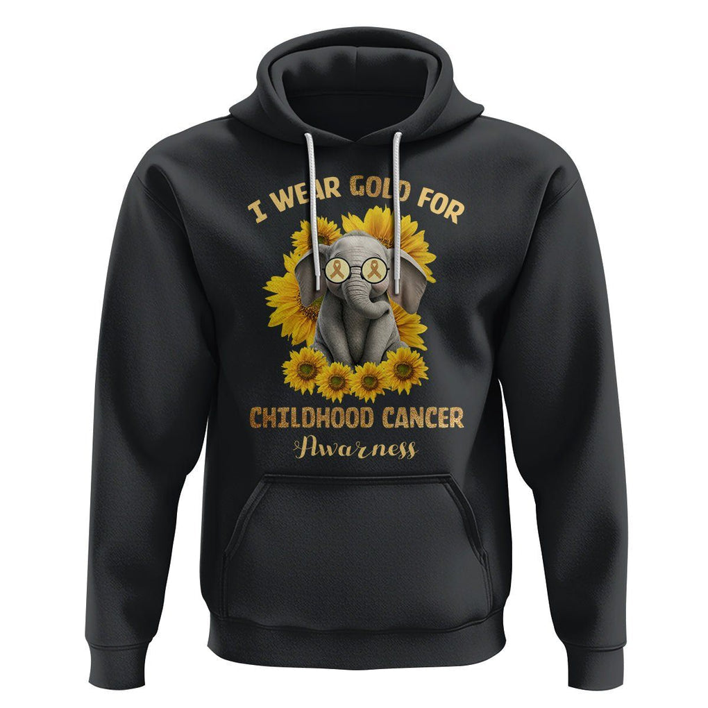 Childhood Cancer Awareness Hoodie Flowers Elephant I Wear Gold For TS02 Black Printyourwear