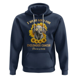 Childhood Cancer Awareness Hoodie Flowers Elephant I Wear Gold For TS02 Navy Printyourwear