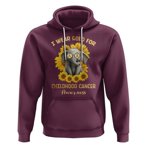 Childhood Cancer Awareness Hoodie Flowers Elephant I Wear Gold For TS02 Maroon Printyourwear