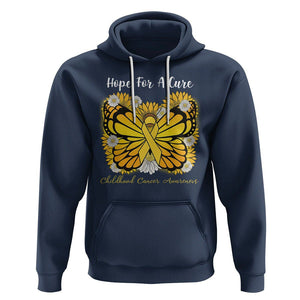 Childhood Cancer Awareness Hoodie Hope For A Cure Butterfly Flower TS02 Navy Printyourwear