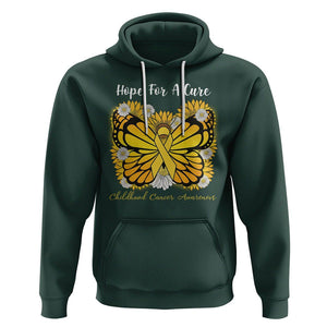 Childhood Cancer Awareness Hoodie Hope For A Cure Butterfly Flower TS02 Dark Forest Green Printyourwear