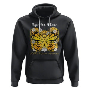 Childhood Cancer Awareness Hoodie Hope For A Cure Butterfly Flower TS02 Black Printyourwear