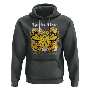 Childhood Cancer Awareness Hoodie Hope For A Cure Butterfly Flower TS02 Dark Heather Printyourwear