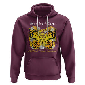 Childhood Cancer Awareness Hoodie Hope For A Cure Butterfly Flower TS02 Maroon Printyourwear