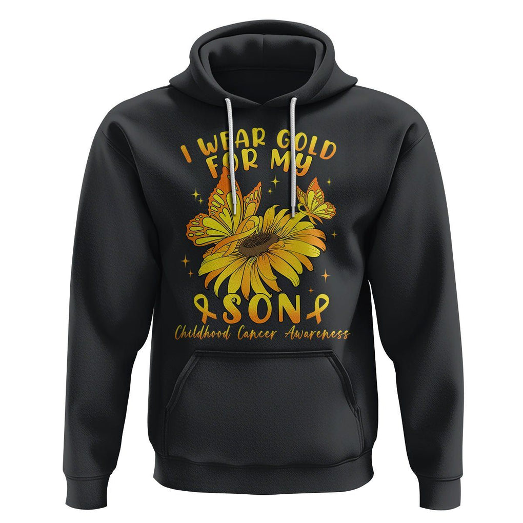 Childhood Cancer Awareness Hoodie I Wear Gold For My Son Sunflower TS02 Black Printyourwear