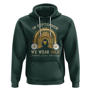 Childhood Cancer Awareness Hoodie In September We Wear Gold Rainbow TS02 Dark Forest Green Printyourwear