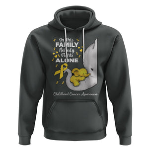 Childhood Cancer Awareness Hoodie In This Family Nobody Fights Alone Elephant TS02 Dark Heather Printyourwear