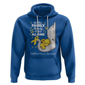 Childhood Cancer Awareness Hoodie In This Family Nobody Fights Alone Elephant TS02 Royal Blue Printyourwear