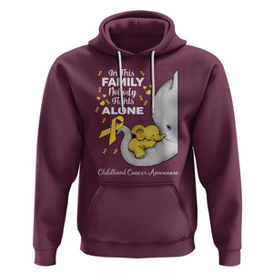 Childhood Cancer Awareness Hoodie In This Family Nobody Fights Alone Elephant TS02 Maroon Printyourwear