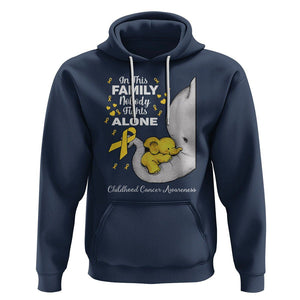 Childhood Cancer Awareness Hoodie In This Family Nobody Fights Alone Elephant TS02 Navy Printyourwear