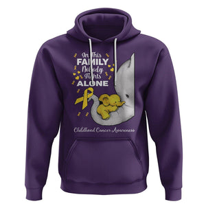 Childhood Cancer Awareness Hoodie In This Family Nobody Fights Alone Elephant TS02 Purple Printyourwear