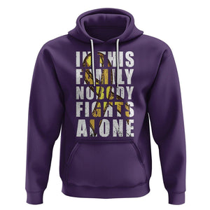 Childhood Cancer Awareness Hoodie In This Family Nobody Fights Alone Gold Ribbon Support Squad TS02 Purple Printyourwear