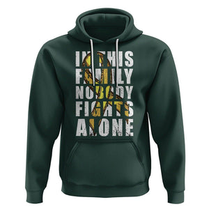 Childhood Cancer Awareness Hoodie In This Family Nobody Fights Alone Gold Ribbon Support Squad TS02 Dark Forest Green Printyourwear