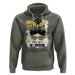 Childhood Cancer Awareness Hoodie Mom Of A Warrior Messy Bun Gold Ribbon Support Squad TS02 Military Green Printyourwear