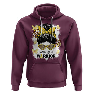 Childhood Cancer Awareness Hoodie Mom Of A Warrior Messy Bun Gold Ribbon Support Squad TS02 Maroon Printyourwear