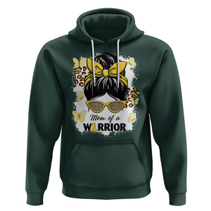 Childhood Cancer Awareness Hoodie Mom Of A Warrior Messy Bun Gold Ribbon Support Squad TS02 Dark Forest Green Printyourwear