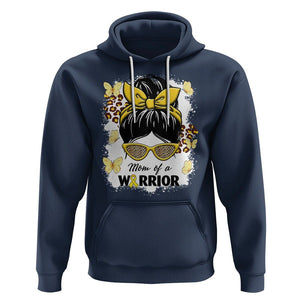 Childhood Cancer Awareness Hoodie Mom Of A Warrior Messy Bun Gold Ribbon Support Squad TS02 Navy Printyourwear