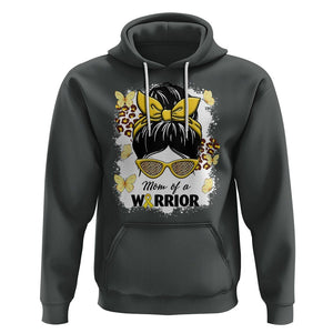 Childhood Cancer Awareness Hoodie Mom Of A Warrior Messy Bun Gold Ribbon Support Squad TS02 Dark Heather Printyourwear