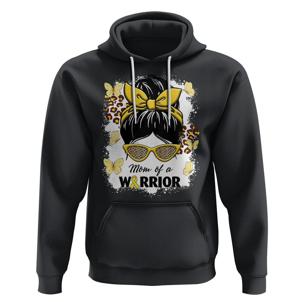 Childhood Cancer Awareness Hoodie Mom Of A Warrior Messy Bun Gold Ribbon Support Squad TS02 Black Printyourwear