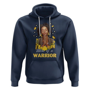 Childhood Cancer Awareness Hoodie Mom Of A Warrior Messy Bun Melanin Gold Ribbon Support Squad TS02 Navy Printyourwear