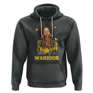 Childhood Cancer Awareness Hoodie Mom Of A Warrior Messy Bun Melanin Gold Ribbon Support Squad TS02 Dark Heather Printyourwear