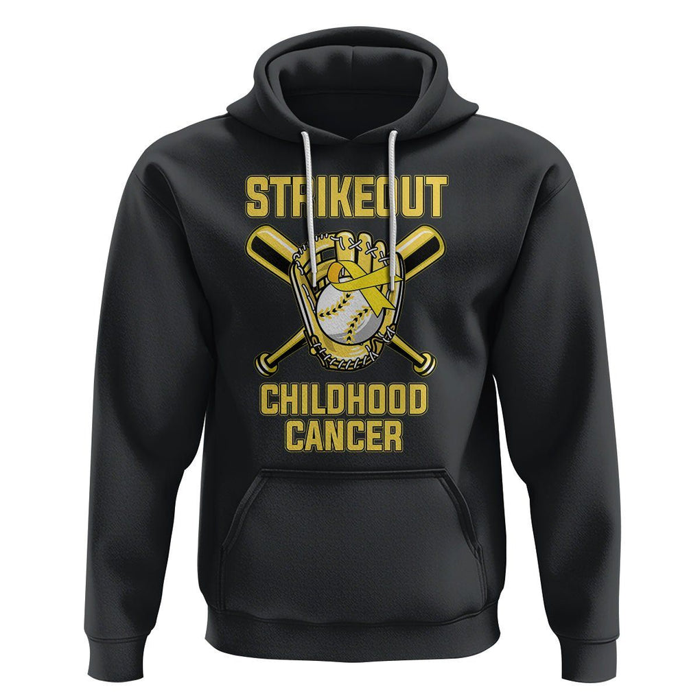 Childhood Cancer Awareness Hoodie Strikeout Childhood Cancer Baseball Support Pediatric Cancer TS02 Black Printyourwear