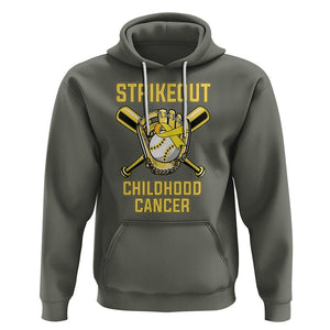 Childhood Cancer Awareness Hoodie Strikeout Childhood Cancer Baseball Support Pediatric Cancer TS02 Military Green Printyourwear