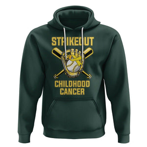 Childhood Cancer Awareness Hoodie Strikeout Childhood Cancer Baseball Support Pediatric Cancer TS02 Dark Forest Green Printyourwear